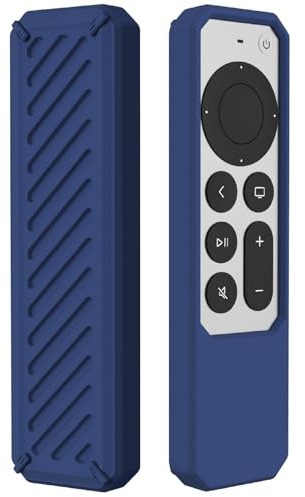GIOPUEY Hülle Kompatibel mit Apple TV 4K/HD Siri Remote 2021/2022, Silikon Stoßfeste Schutzhülle, Ultradünn Case Cover, Kein Geruch, Hülle Silikon - Dunkelblau