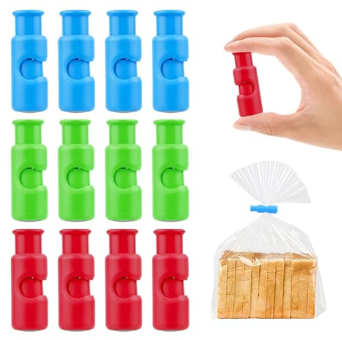 12 Pcs Pinzas Bolsas Alimentos, Cierres para Bolsos con Cierre a Presión, Pinzas para Bolsas de Alimentos de Plástico Reutilizables para sellar y mantener frescura de snacks, papas fritas y pan