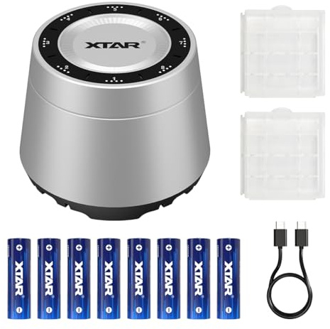 XTAR 1.5V/1.2V AA AAA battery charger L8 BOX Charger & Storage Station with 8pcs 1.5V rechargeable aa batteries (L8 Box+8pcs 4150mwh AA)