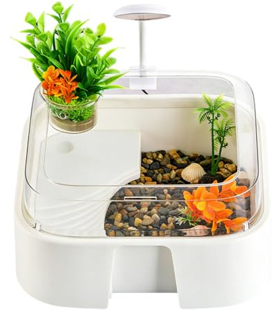 Aquarium Für Wasserschildkröten - Ausbruchsicheres Terrarium Mit Beleuchtung,Bartagamen Aquarium Mit Beleuchtung,Für Zuhause Wohnzimmer Fische Einsiedlerkrebs Bartagame