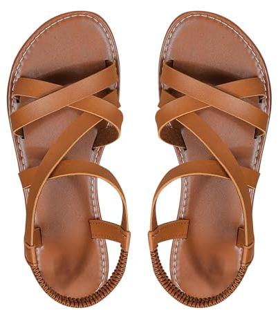Cocila Sandales Femme Été Confortable Bout Ouvert De Plage D'Été À Fond Plat Et Rond Pour Femmes Ouvert Boucle Une Ligne Sandale Plate Pieds Larges Sensibles Extra Large Nue Pied Ete Scandales