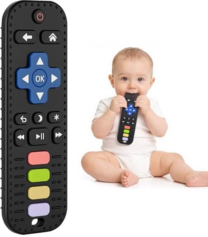 DiULi Dentizione Sollievo Dentiera Giocattoli Bambini 3 6 12 Mesi, Nero-B | Pratico, Leggero, Telecomando in Silicone Giochi Neonato da Bagno per Bambini, Giocattoli Sensoriali di Qualità Alimentare