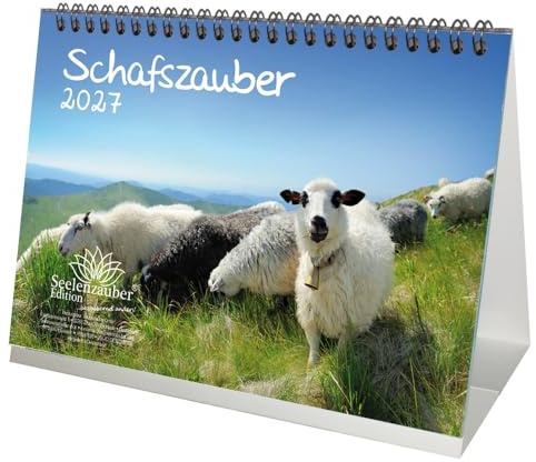 Schafszauber DIN A5 Tischkalender für 2027 Schafe und Lämmchen - Seelenzauber