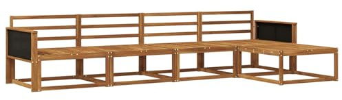 vidaXL Outdoor-Sofagarnitur 5 pcs Natur Massivholz Akazie, Gartenmöbel Set, modern, wetterfest, Sitzgruppe, Ecksofa, Akazienholz, braun, modulare Lounge