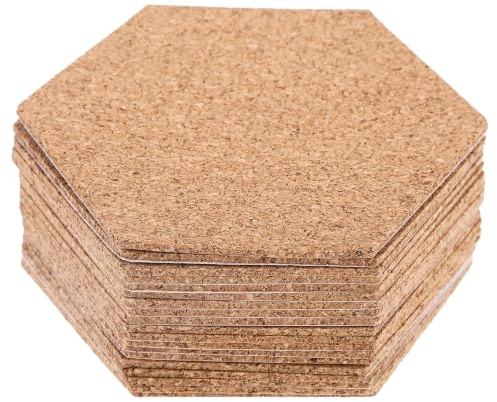 SOLUSTRE 60 st. hexagonala anslagstavlor - 10 cm brun korktavla | Självhäftande väggpaneler för gör-det-själv-tavelväggdekoration hemmakontor klassrum studentrum