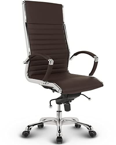 VERSEE Premium Echt-Leder Chefsessel Montreal in Braun - Ergonomischer Bürostuhl für Büro und Home-Office - Belastbar bis 150kg