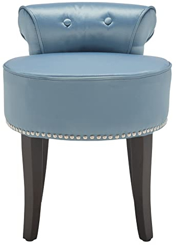 Safavieh Home Collection Georgia Teal and Espresso Petite Vanity Stool