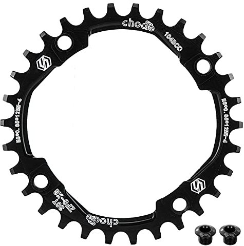 EASTERN POWER Plato 30 Dientes BCD 104, Plato BCD 104 Bicicleta Montaña, Aluminio Monoplato 30 Dientes MTB, Negro(Incluye 4 Tornillos Plato)