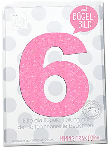 GLITZER Bügelbild Zahl Wunschzahl 10 cm Geburtstags Shirt 0 1 2 3 4 5 6 7 8 9 Aufbügler Applikationen Bügelsticker für Stoffe Textilien Kinder zum Aufbügeln Flicken, Farbe:Glitzer neonpink, Zahl:6
