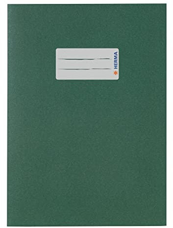 HERMA 5505 Heftumschlag A5 Papier Grün, Hefthülle mit Beschriftungsfeld aus extrem kräftigen Papier & satten Farben, Heftschoner für Schulhefte, farbig