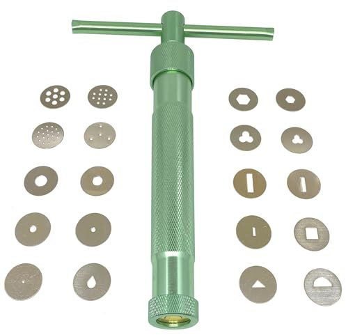 HEVERP Edelstahl Ton Extruder Zuckerpaste Extruder Kuchen Fondant Dekorieren Werkzeugset (grün)