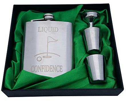 Golf Flachmann Geschenk-Set - 7 oz Fläschchen mit Gravur Liquid Vertrauen