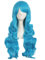 MapofBeauty 28 Zoll/70cm Seitenscheitel Pony Charmante Frauen Lange Lockige Volle Haar Gewellt Perücke (Cyan Blau)