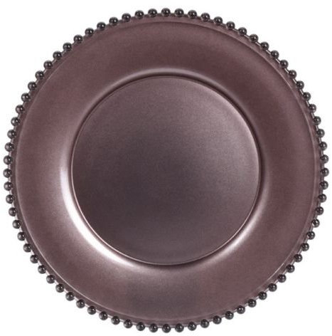 koop 34cm Lead Free Crystal Glass Charger Plate in Brown - Stylish Decorative Under-Plate, Perfect for Gatherings, Easy to Clean - Brings an Elegant Touch to Your Dining Experience