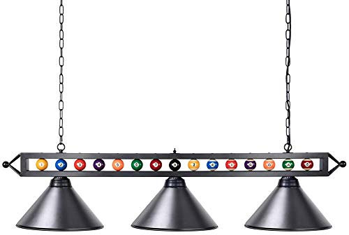 Pool Table Lights, Wellmet 59 inch Billiard Table Light with 3 Metal Shades, Adjustable Snooker Pool Table Lighting with Metal Billiard Decor, Perfect for Game Room, 6ft 7ft 8ft Billiard Pool Tables