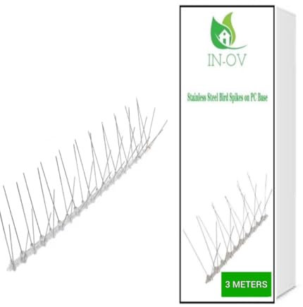 IN-OV -3 Metres- KIT de Dissuasion Contre Oiseaux, Pigeons, Corbeaux en Acier Inoxydable pour Balcon, Effaroucheur, Respectueux des Animaux.