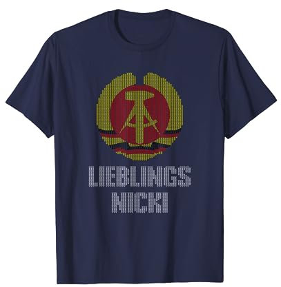 Lustiges DDR Nicki Geschenk Mottoparty Emblem Strick Ugly T-Shirt