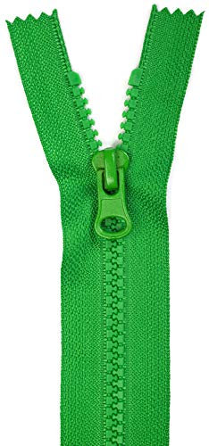Jajasio 3 Stk. Reißverschlüsse Grob Kunststofflaufschiene 5mm nich teilbar in 12 Farben grün 18cm