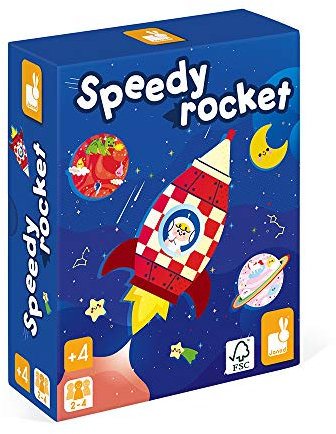 Janod - Speedy Rocket - Gesellschaftsspiel für Kinder - Geschicklichkeitsspiel, FSC-zertifiziert - Ab 4 Jahren, J02635