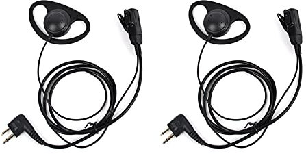 UAYESOK Walkie Talkie Ohrhörer-Headset in D-Form mit PTT-Mikrofon für Motorola CP100 CP040 CP200 CLS1410 CLS1450 GP208 GP2000 GP3188 Yaesu FT-4XR Handfunkgerät (2er Pack)