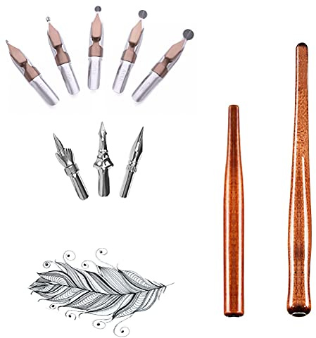 MiaLover Lot de 10 stylos avec porte-plume en bois rouge