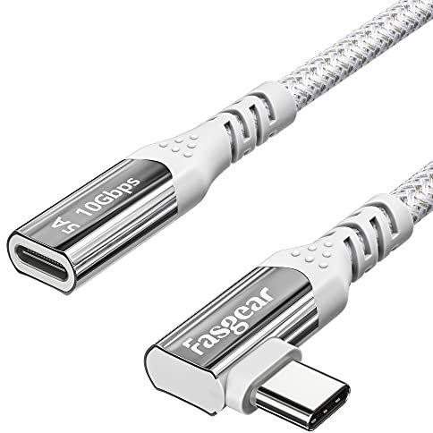 Fasgear USB C Extension Cable Fast Charge USB 3.1 Type C Male to Female Extended Cord Charging & Data Sync Adapter Compatible for M1 Mac-book Pro/Air(Thunderbolt 3) i-Pad Pro 2020 PSVR2(3ft, White)