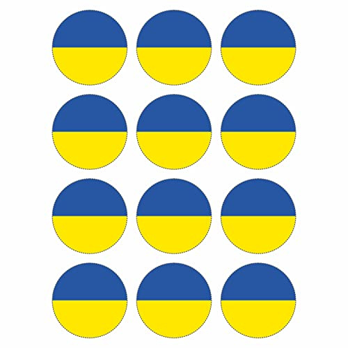 Generisch 12 Stück Aufkleber Ukraine Rund 4cm | Wetterfest & UV Schutz | Set