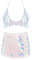 IYOU Pailletten Quaste Körperkette Outfits BH-Rock Blau Bikini Rave Festival Party Strand Mode Clubkleidung Zubehör zum Frau(blau)