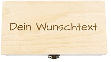 Holzkiste mit Gravur Geschenkbox Personalisiertes Geschenk Holzbox Deckel Aufbewahrungsbox Wunschtext, Größe: 21x11x8 cm, Motiv: Wunschtext