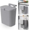 FWEEK Hanging Trash Can with Sliding Cover, 9L Built-in Bin Waste Bin with Lid, Plastic Cupboard Bins for Cupboard, Kitchen, Motorhome,Bathroom, Toilet, Bedroom, Living Room, Office - Grey