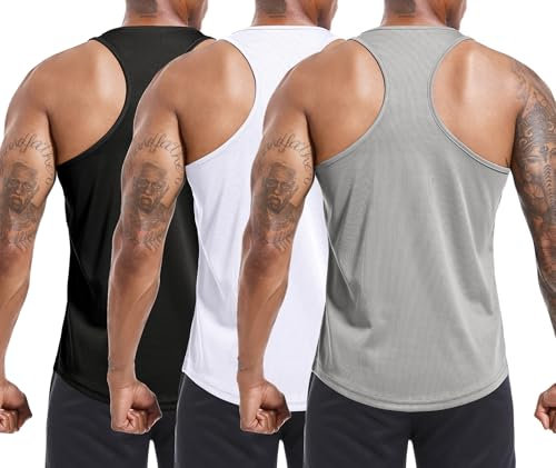 Holure 3er Pack Tank Top Herren, Achselshirts Sport Ärmelloses Shirt Unterhemd Fitness Sleeveless T-Shirt für Training Fitness Bodybuilding Vest Schwarz/Grau/Weiß XXL