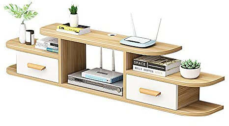 Schwebender TV-Ständer, Abgerundete Ecken, Wandhängender Fernsehschrank, Hängender Wandschrank, Set-Top-Box-Rack für Wohnzimmer, Schlafzimmer/A / 140CM
