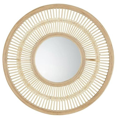 47th & Main Miroir Rond bohème en rotin tissé à Suspendre pour décoration Murale, 50,8 cm de diamètre, Bambou Clair