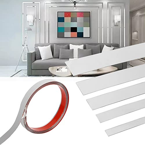 Btstil Moulure flexible et garniture murale de 5 m, finition métallisée, autocollante argentée pour mur, porte, meubles, armoire, 1,5 cm (TUE0613-noir)