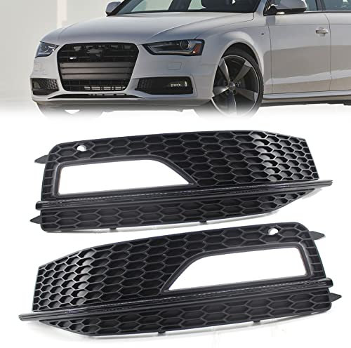 NOZADO ABS Schwarz Stoßstange Gitter Abdeckung Blende for Audi A4 B8 S4 Sline Facelift 2013 2014 2015 Nebelscheinwerfer Frontstoßstangen Grill Stoßfängergitter Lampenabdeckung (Size : Black pair)