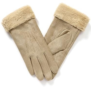 vislivin Handschuhe Damen Winter Warm Handschuhe Touchscreen Handschuh mit Gefütterte Beige M 1