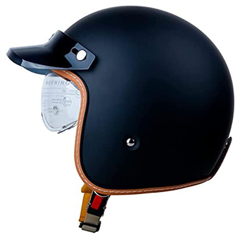 Mezzo Casco Moto Vintage Tedesco Casco A Faccia Aperta Retrò Omologato ECE Donna Uomo Adulto Casco A Scodella Con Visiera Parasole Estivo Jet Casco Da Motociclista 3,M
