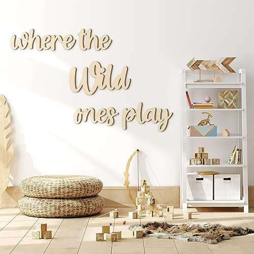 Kigley Spielzimmer-Wanddekoration, 39,1 x 45,7 cm, 3D-Schild mit der Aufschrift Where The Wild Ones für Kinderzimmer, Wandkunst, Dekoration für Kinder, Kleinkind, Zimmer, Jungen, Mädchen,
