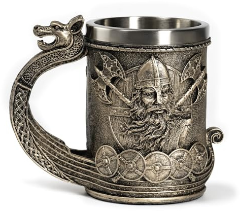 CHICVITA Viking Beer Mug with Dragon Handle, Coffee Cup, 18 Oz