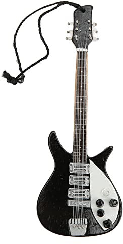 Musikinstrumente-Anhänger-Modell, Schwarzer Bass, Miniatur-Sammlerstück, Holz-Halskette, Bauholz, Hartholz, Kleine, Kleine, Zierliche, Winzige Architektur-Bausätze