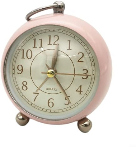 Carpango Wecker, Vintage, stilvoll, nicht tickend, analog, Wecker mit Nachtlicht, Nachttisch, stille Uhr, Schreibtisch, Schlafzimmer, Dekoration (Rosa)