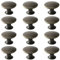 Beilala Antique Cupboard Door Knobs Bronze, 12 Pack Round Metal Wardrobe Handles Kitchen Cabinet Pulls with Screws for Chest of Drawers Furniture Dresser Door, 30x21mm