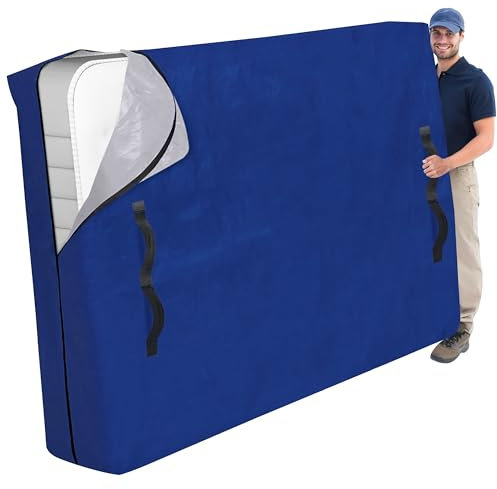 Cosy Family Sacs pour matelas de déménagement avec 8 poignées, 170 g/m² extra épais pour les fournitures de déménagement, protège-matelas réutilisable avec fermeture éclair, grand lit, bleu
