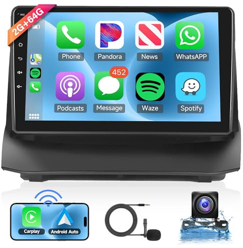 2G+64G Android Autoradio 2 Din für Ford Fiesta 2009-2017 mit Wireless Apple Carplay Android Auto GPS Navi WiFi 9 Zoll Autoradio mit Mirror Link Bluetooth FM/RDS/DAB/DVR Lenkradsteuerung Rückfahrkamera