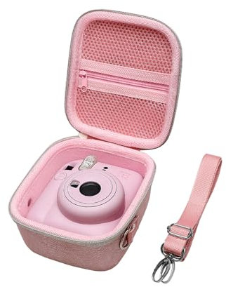 XANAD Mini 12 Tasche für Mini 12 sofortbildkamera mit verstellbarem Rückengurt und Mesh Tasche (rosa)