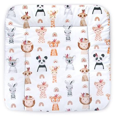 Balbina® Wickelunterlage Wickeltischauflage Wickelauflage baumwolle 70x70 I Tiere im Zoo
