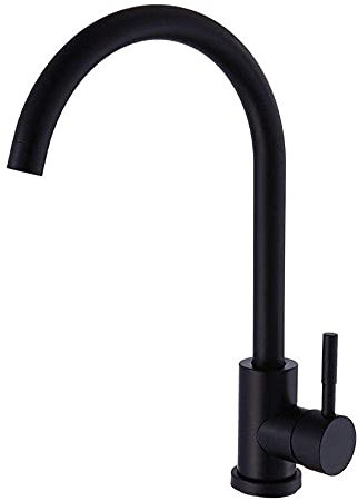Grifo de cocina de acero inoxidable 304, grifo de cocina negro, fregadero de cocina, fregadero de cocina, lavavajillas, mezclador de agua fría, grifo, lavavajillas, grifo giratorio, E (color: Q)