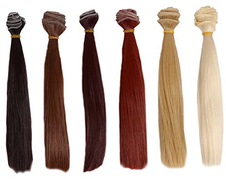 Operitacx 6er Set Puppenperücken Aus Hitzebeständiger Gerade Modischen Farben Lang Ideal Für DIY Puppenbedarf Und Handarbeiten