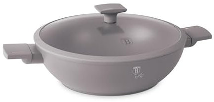 BERLINGER HAUS Wok-Pfanne mit Titanbeschichtung und Deckel 30 cm Taupe Collection | Effizient und Modern