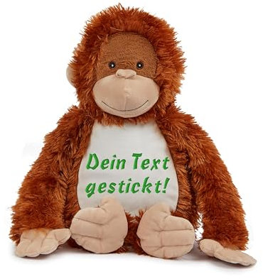 Schnoschi Kuscheltier mit Namen oder Initialen Bestickt, personalisiertes Stofftier, individuelles Schmusetier mit Wunschnamen (AFFE)